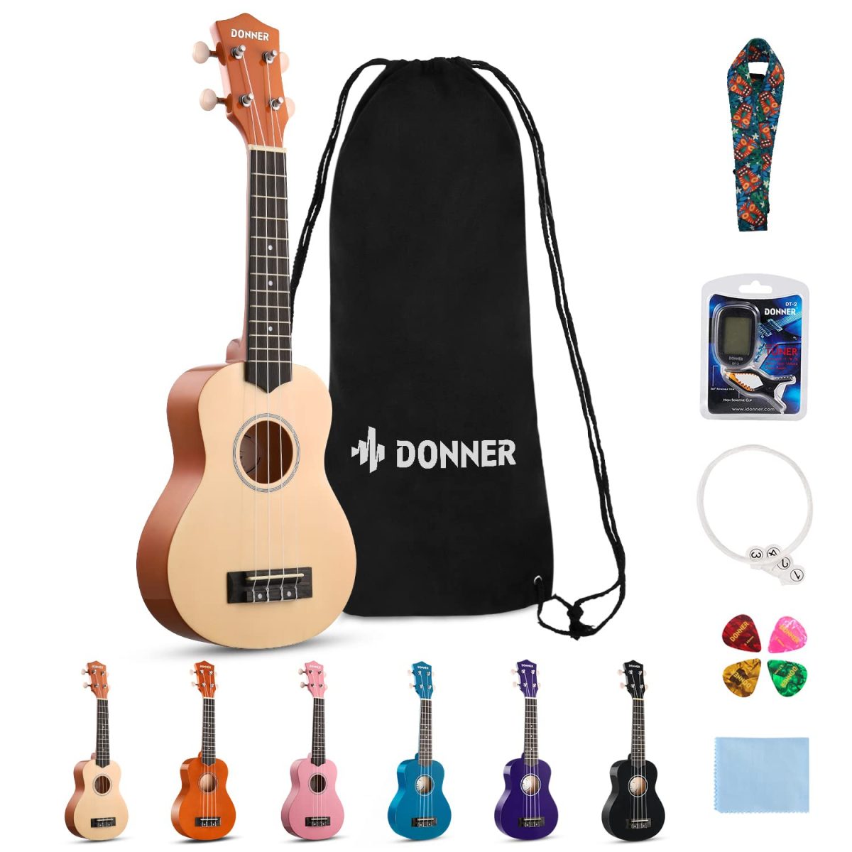 Donner DUS-10N Soprano Ukulele Seti (Natural)