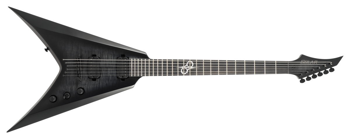 SOLAR V2.6FBB Baritone – Flame Black Burst Matte